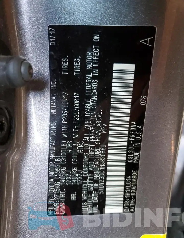 5TDYZ3DC1HS820689 Photo# 13