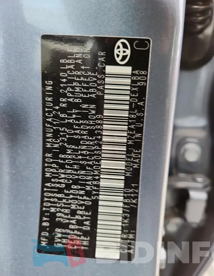 5YFB4MDE0SP243889 Photo# 12