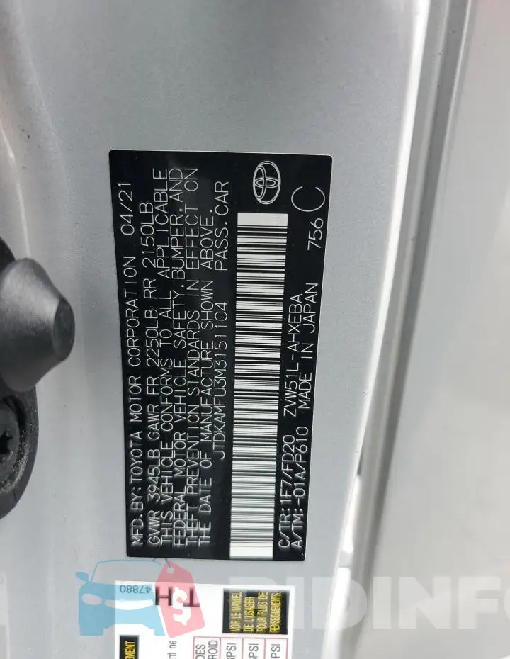 JTDKAMFU3M3151104 Photo# 12