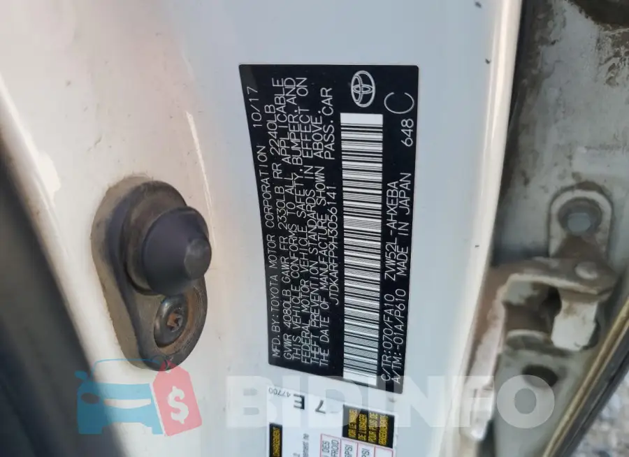 JTDKARFP9H3056141 Photo# 13