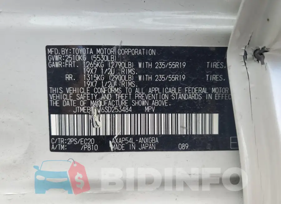 JTMEB3FV6SD253484 Photo# 14
