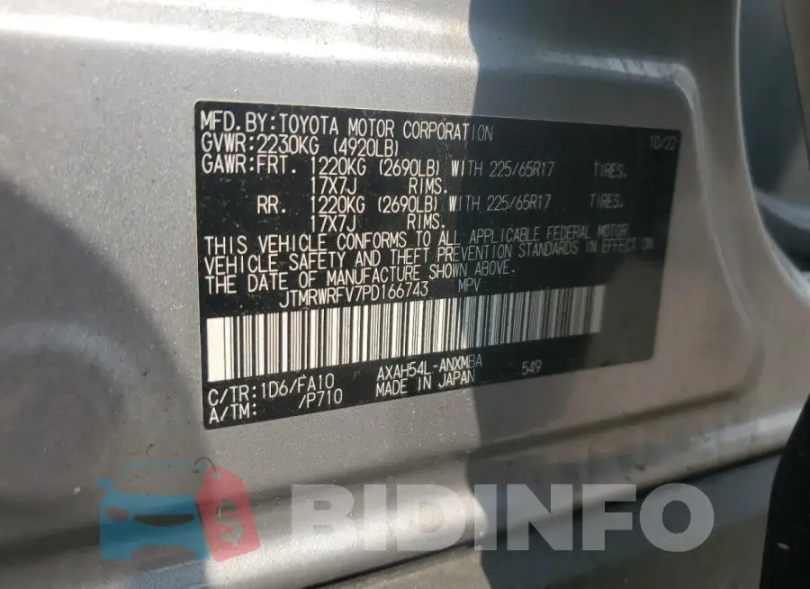 JTMRWRFV7PD166743 Photo# 14