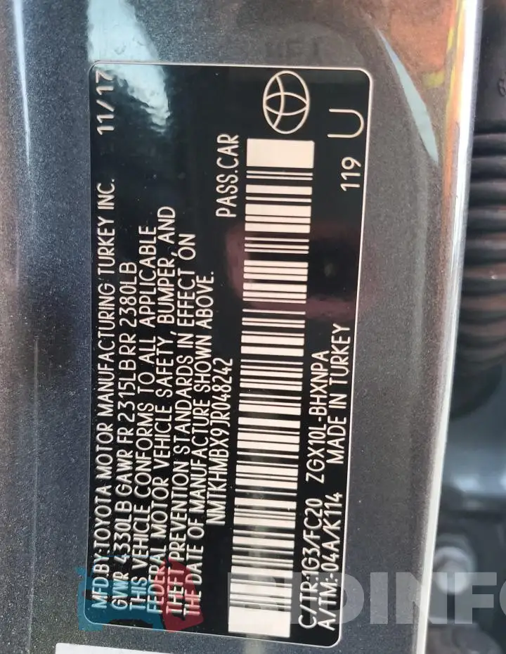 NMTKHMBX9JR048242 Photo# 14