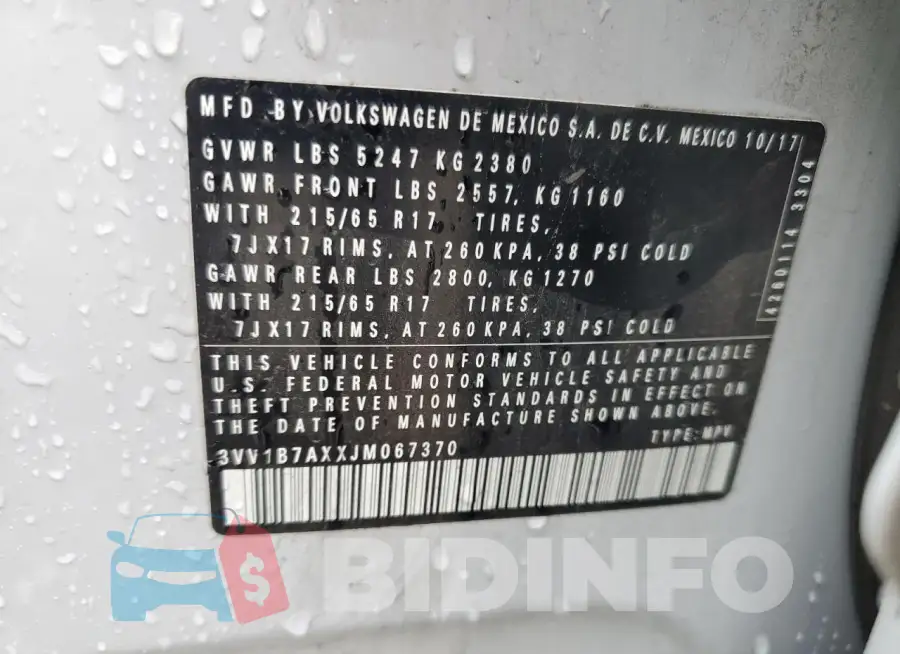 3VV1B7AXXJM067370 Photo# 13