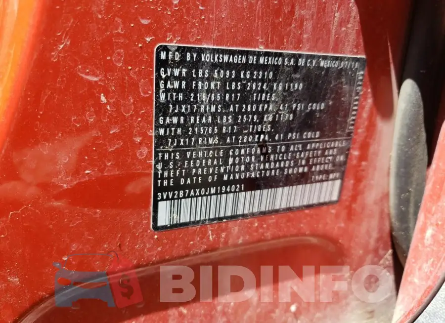 3VV2B7AX0JM194021 Photo# 14