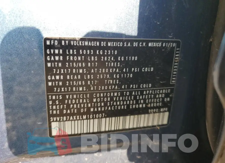 3VV2B7AXXLM101007 Photo# 13