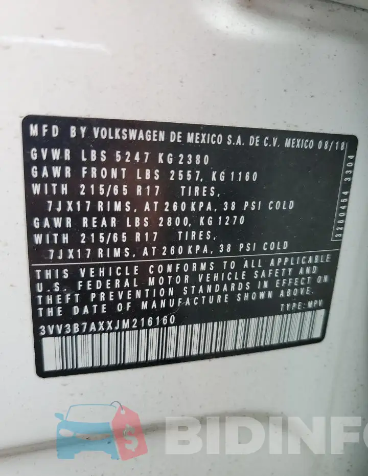 3VV3B7AXXJM216160 Photo# 13