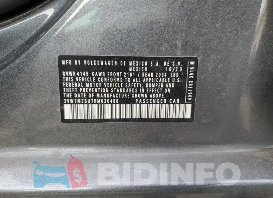 3VW7M7BU7RM020488 Photo# 13