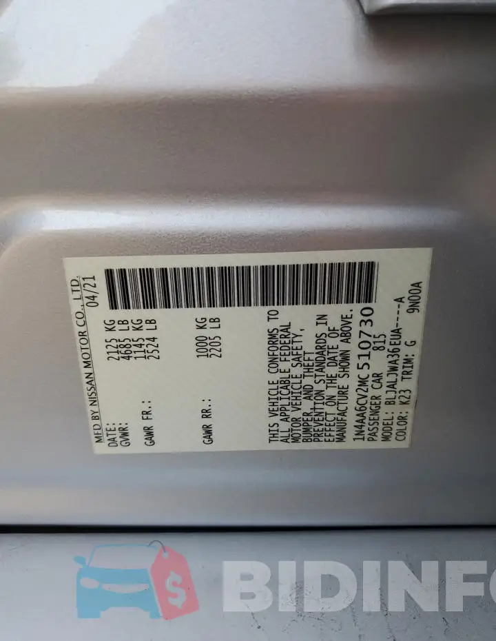 1N4AA6CV2MC510730 Photo# 12