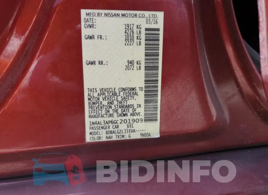 1N4AL3AP6GC201909 Photo# 12