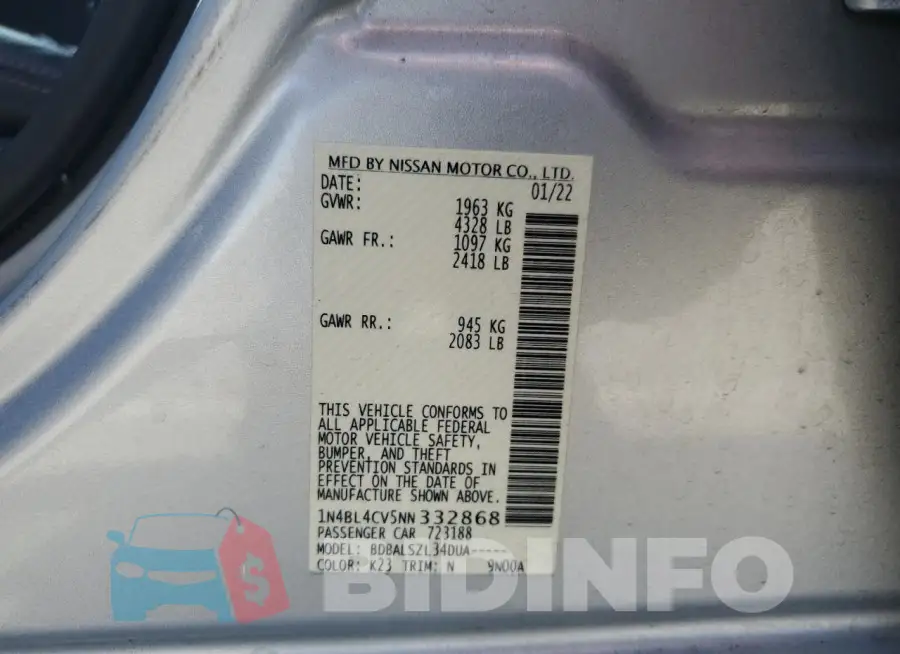 1N4BL4CV5NN332868 Photo# 12