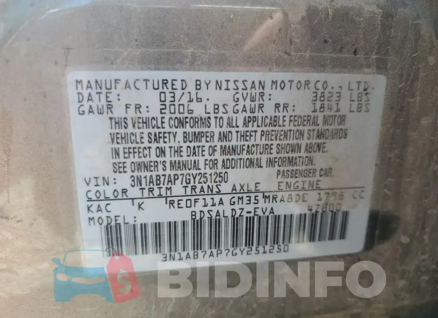 3N1AB7AP7GY251250 Photo# 12