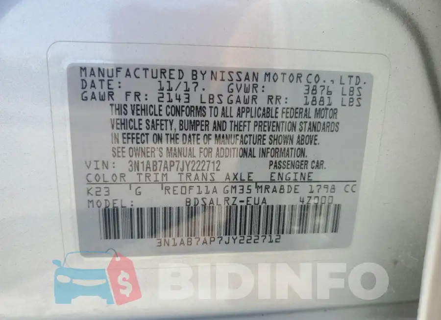 3N1AB7AP7JY222712 Photo# 12