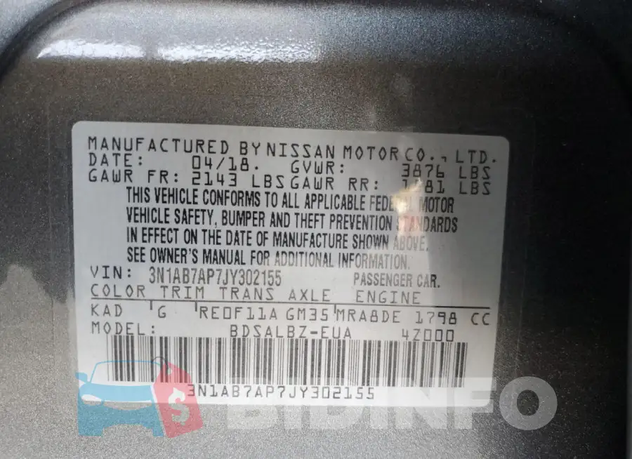 3N1AB7AP7JY302155 Photo# 12
