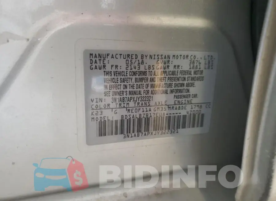 3N1AB7APXJY322321 Photo# 13