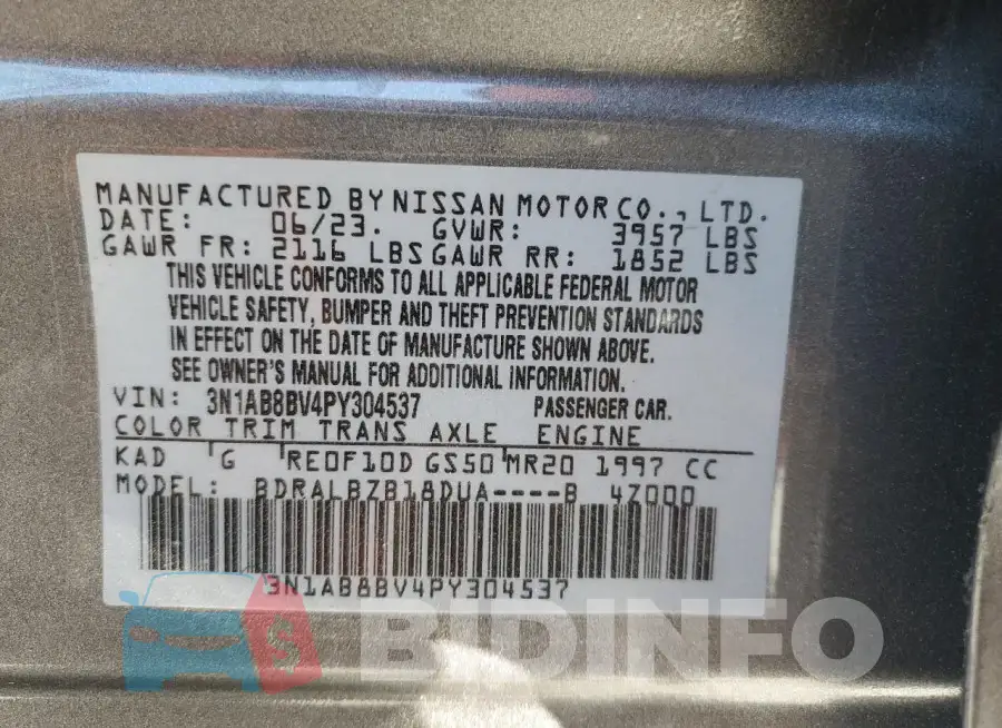 3N1AB8BV4PY304537 Photo# 12