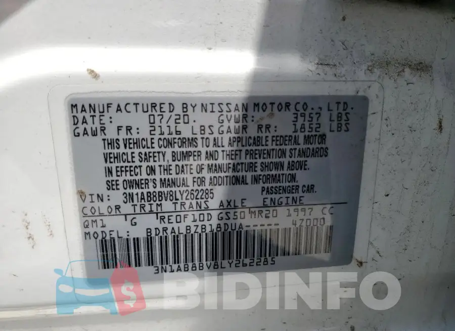 3N1AB8BV8LY262285 Photo# 13