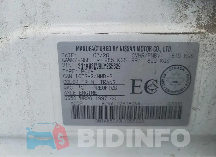 3N1AB8CV9LY265629 Photo# 12