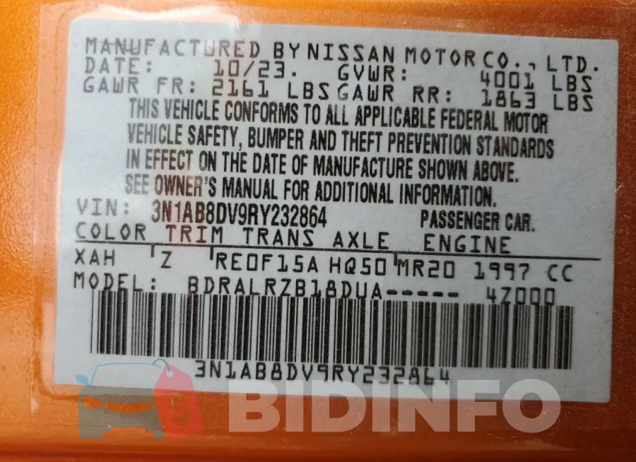 3N1AB8DV9RY232864 Photo# 12
