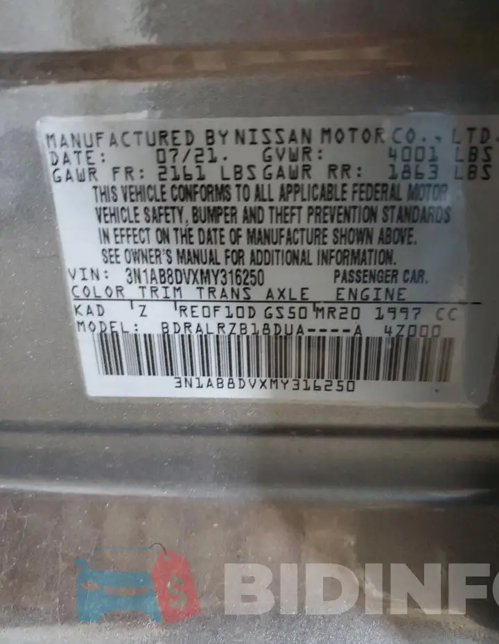 3N1AB8DVXMY316250 Photo# 12