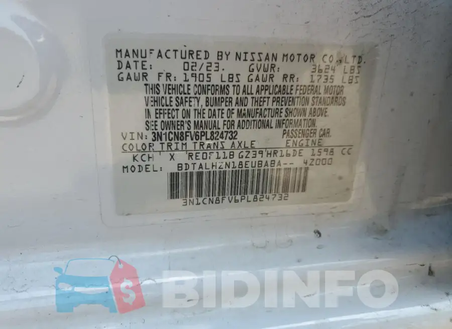 3N1CN8FV6PL824732 Photo# 12