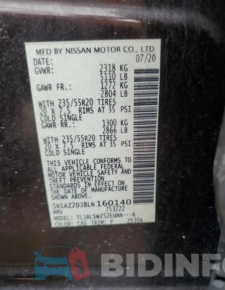 5N1AZ2DJ8LN160140 Photo# 13