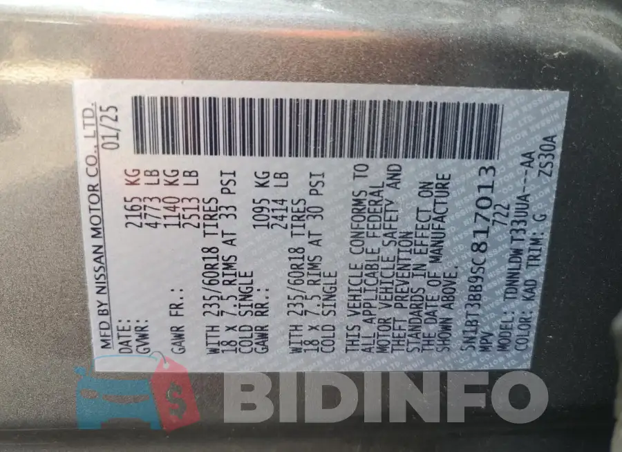 5N1BT3BB9SC817013 Photo# 13