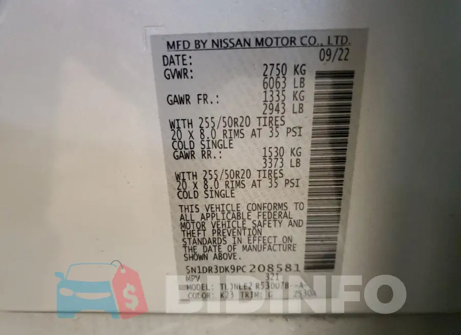 5N1DR3DK9PC208581 Photo# 13