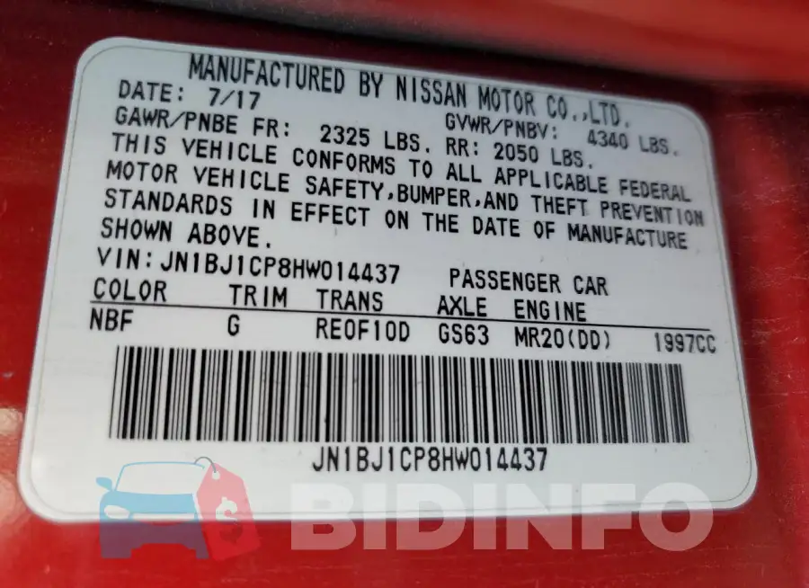 JN1BJ1CP8HW014437 Photo# 14
