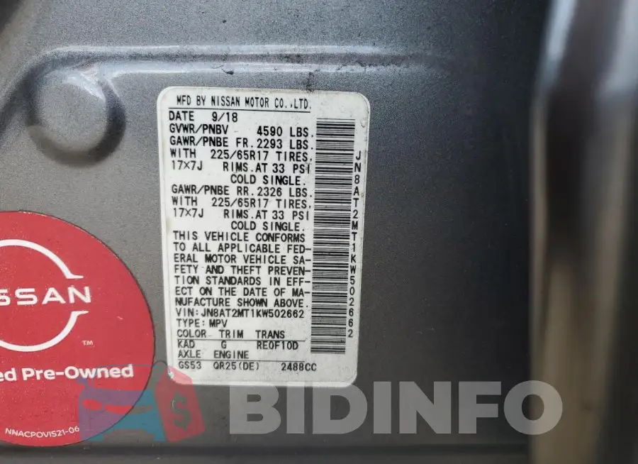 JN8AT2MT1KW502662 Photo# 13
