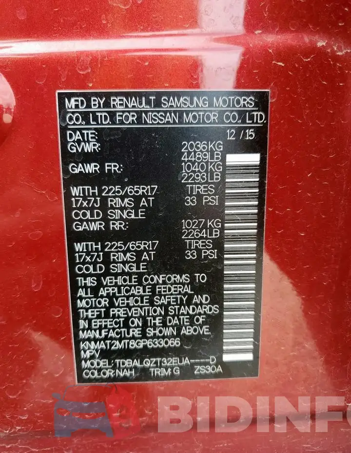 KNMAT2MT8GP633066 Photo# 13