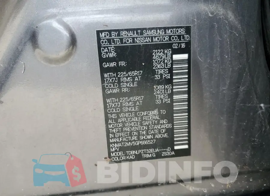 KNMAT2MV5GP666527 Photo# 13