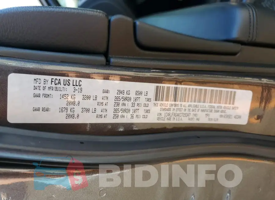 1C4RJFAG4KC729347 Photo# 13