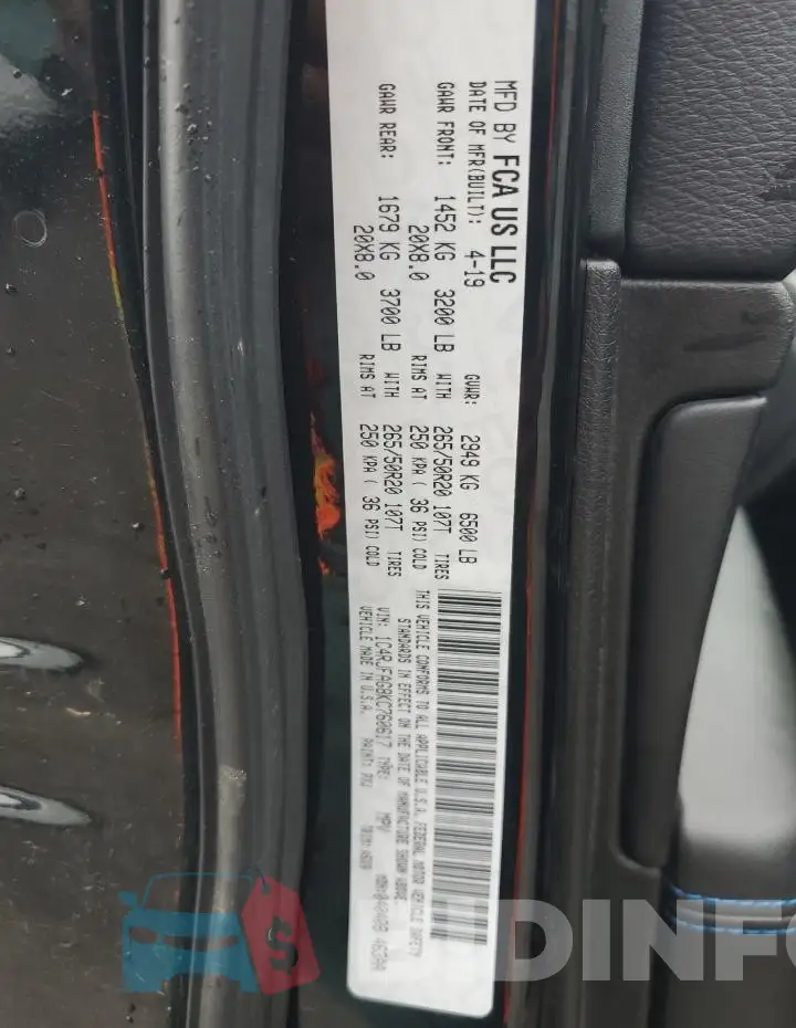 1C4RJFAG8KC760617 Photo# 13