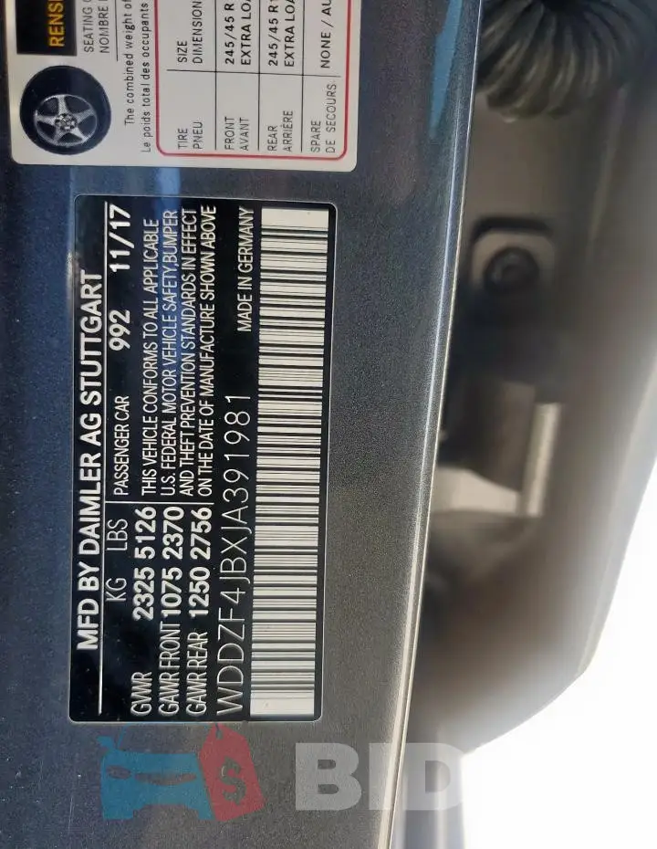 WDDZF4JBXJA391981 Photo# 13