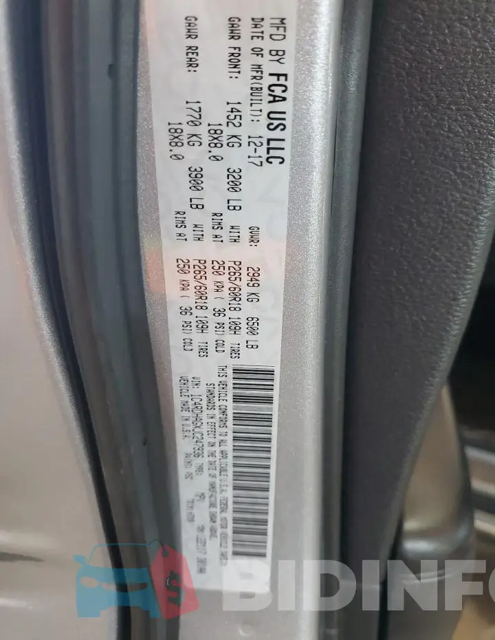 1C4RDHAGXJC247936 Photo# 13