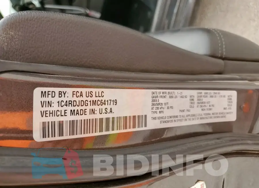 1C4RDJDG1MC641719 Photo# 13