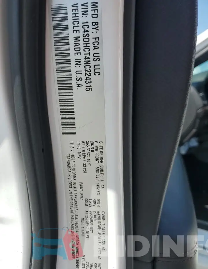 1C4SDHCT4NC224315 Photo# 13