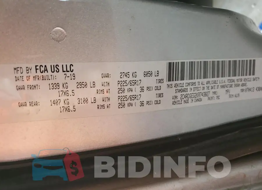 2C4RDGEG2KR743827 Photo# 13