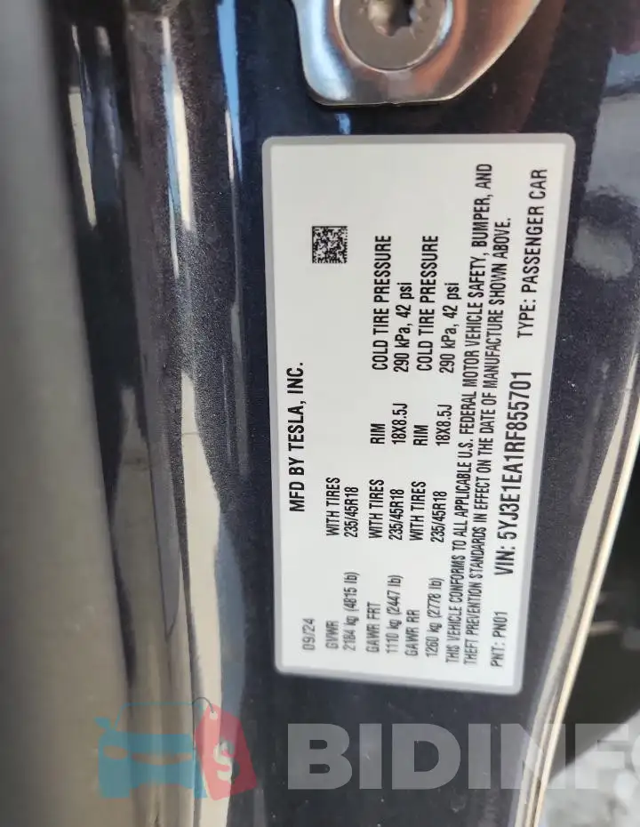 5YJ3E1EA1RF855701 Photo# 13