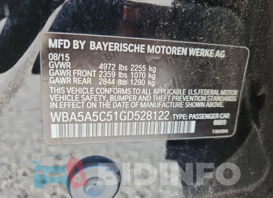 WBA5A5C51GD528122 Photo# 12
