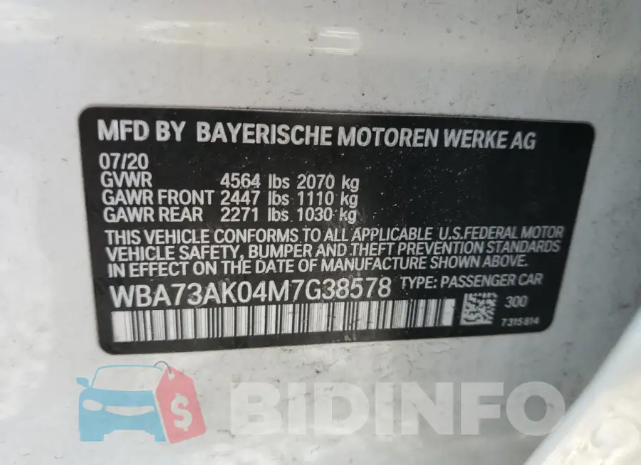 WBA73AK04M7G38578 Photo# 13