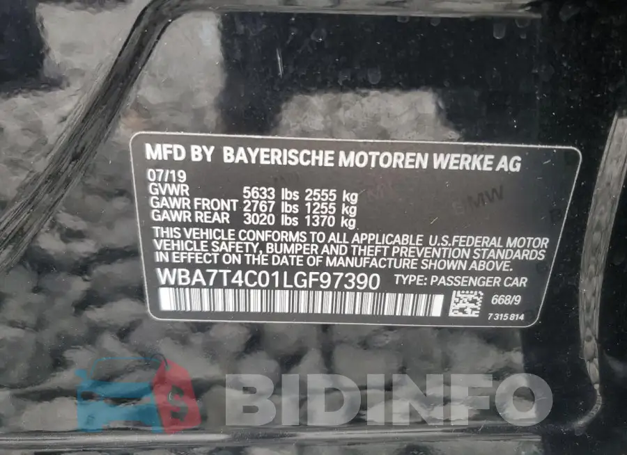 WBA7T4C01LGF97390 Photo# 12