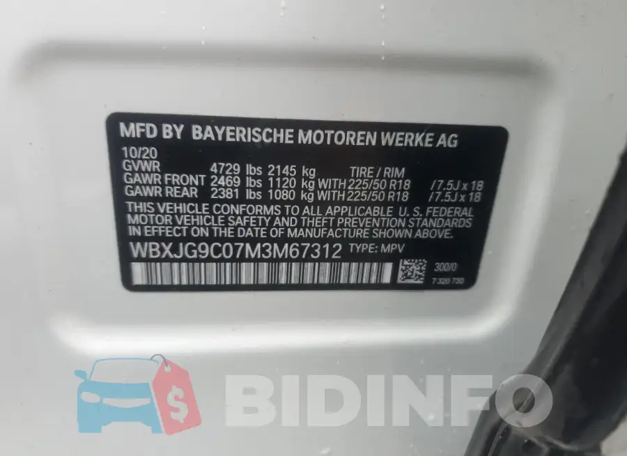 WBXJG9C07M3M67312 Photo# 14