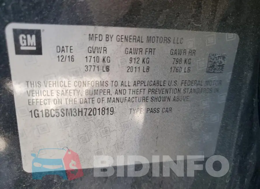 1G1BC5SM3H7201819 Photo# 12