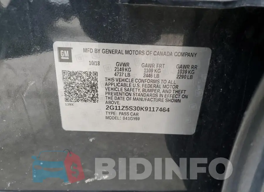 2G11Z5S30K9117464 Photo# 12