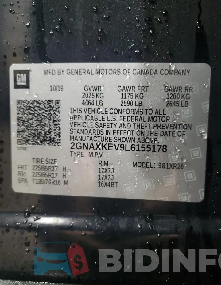 2GNAXKEV9L6155178 Photo# 13