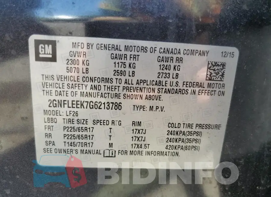 2GNFLEEK7G6213786 Photo# 13