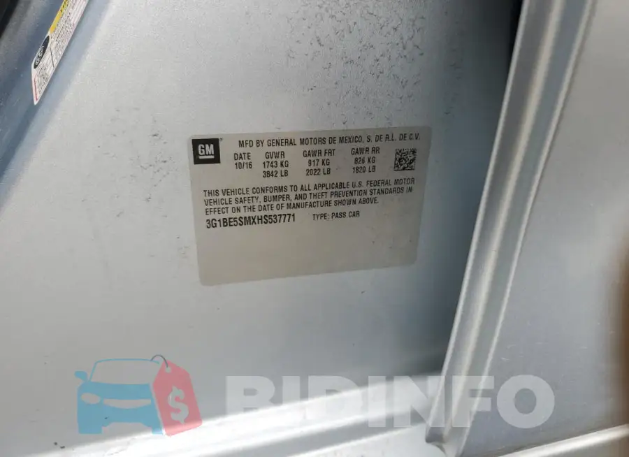 3G1BE5SMXHS537771 Photo# 12