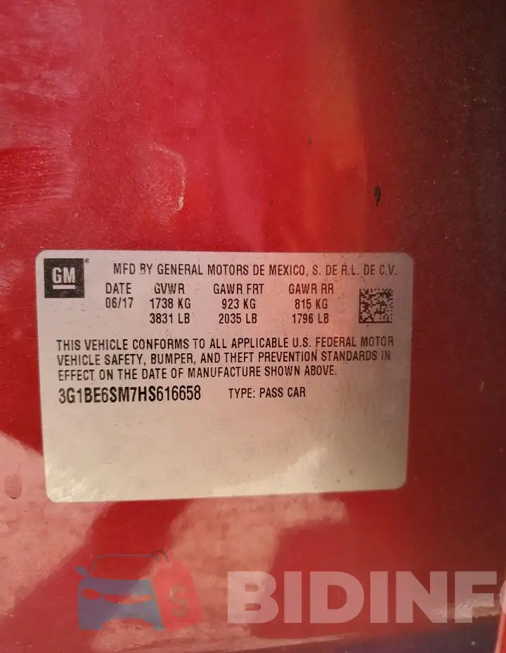 3G1BE6SM7HS616658 Photo# 12